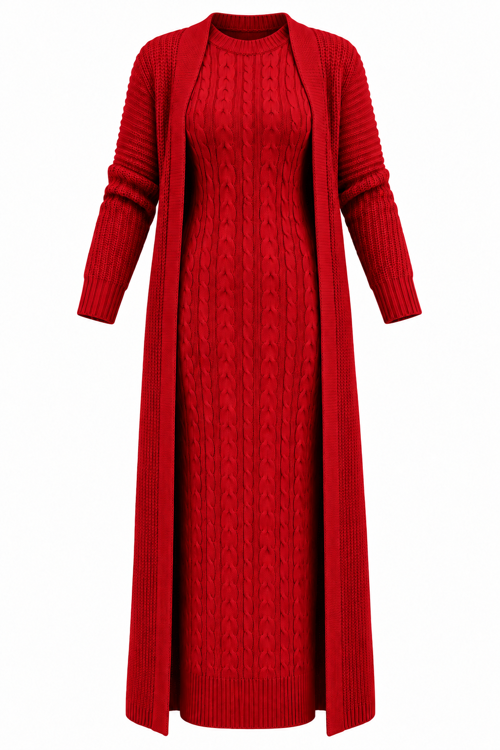 Ensemble Robe longue et Veste en maille douillette – L'Élégance rencontre le Confort