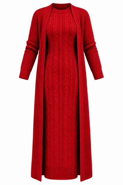 Ensemble Robe longue et Veste en maille douillette – L'Élégance rencontre le Confort