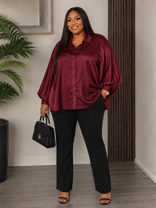Chemisier chic bordeaux - Soie