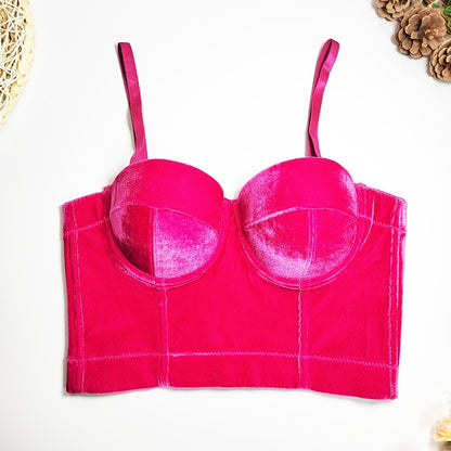 Velvet Bustier Corset Crop Top