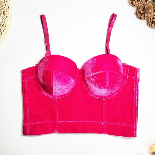 Velvet Bustier Corset Crop Top