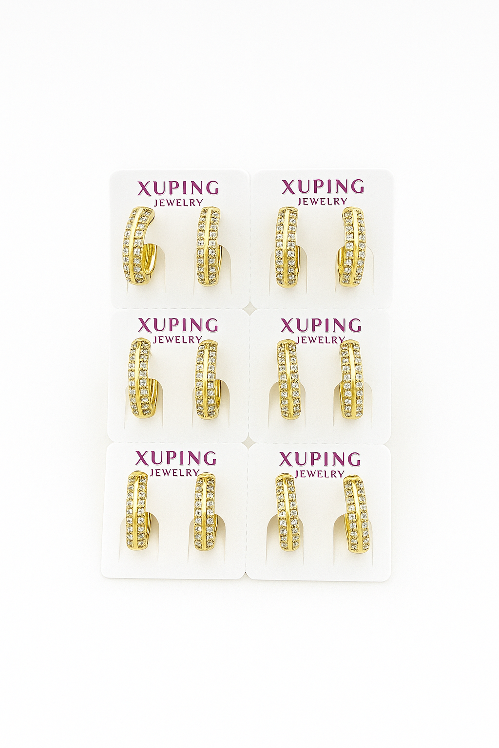 X0264 - 1.3 Xuping Gold Hoop Earrings – Sparkling Crystal Set