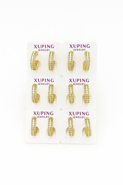 X0264 - 1.3 Xuping Gold Hoop Earrings – Sparkling Crystal Set