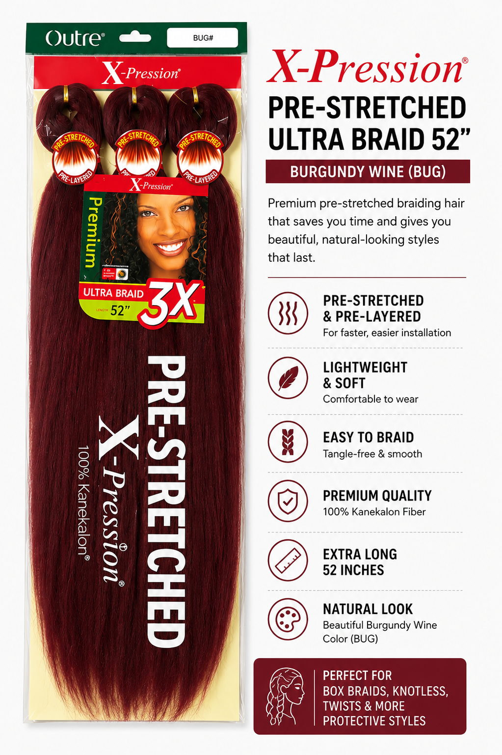 Expression Prestretched Extension for Braid Colour BUG