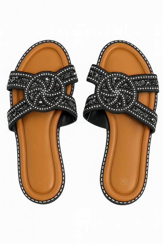 Black Premium Durable Flat Slippers for Daily Comfort