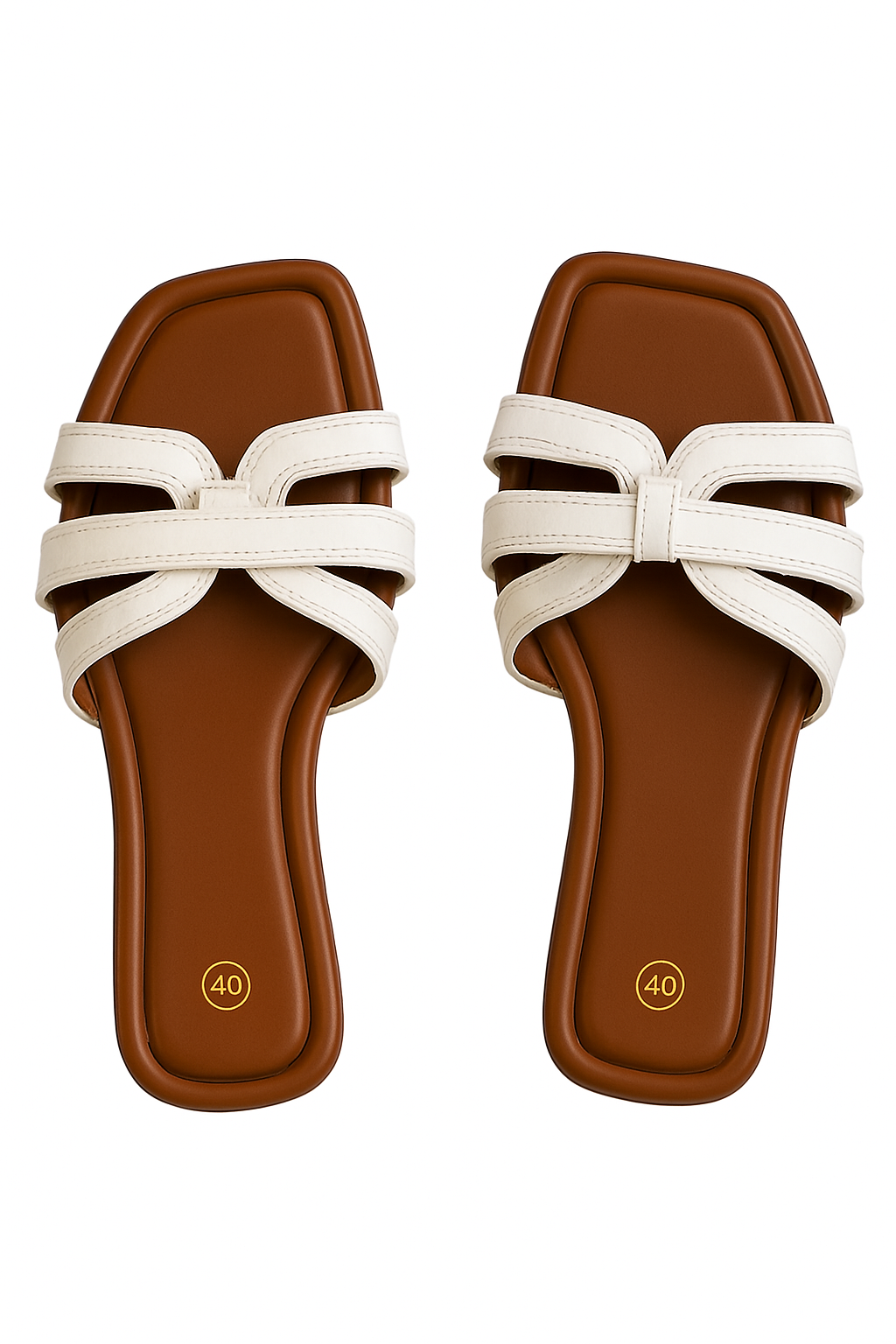 White Colour Breathable Flat Slippers with Long-Lasting Sole