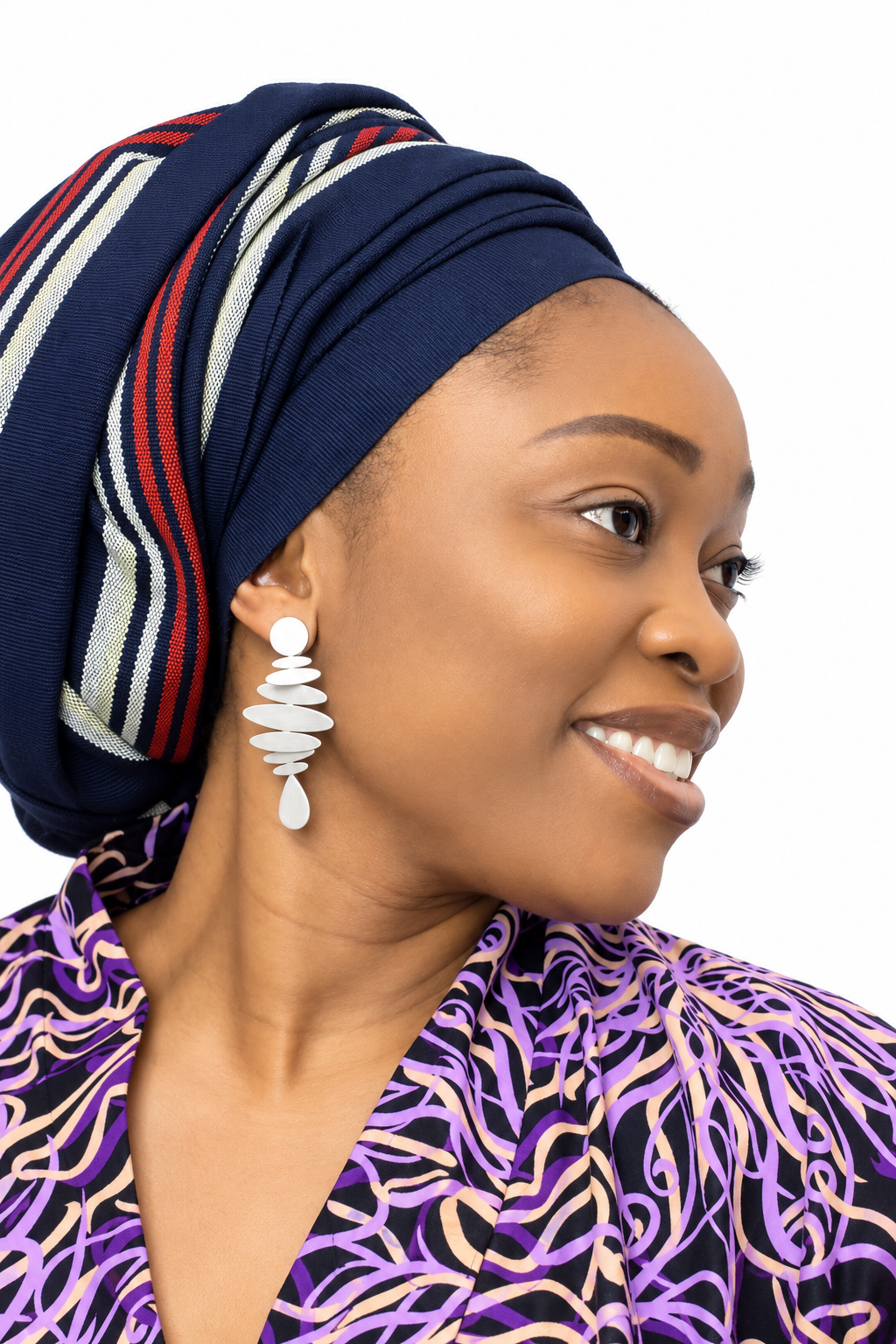 Silver Layered Drop Statement Earrings