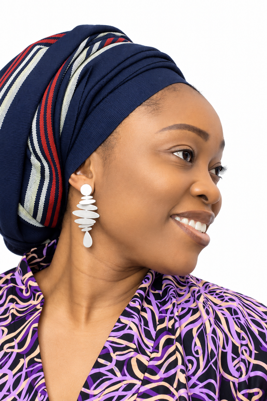 Silver Layered Drop Statement Earrings