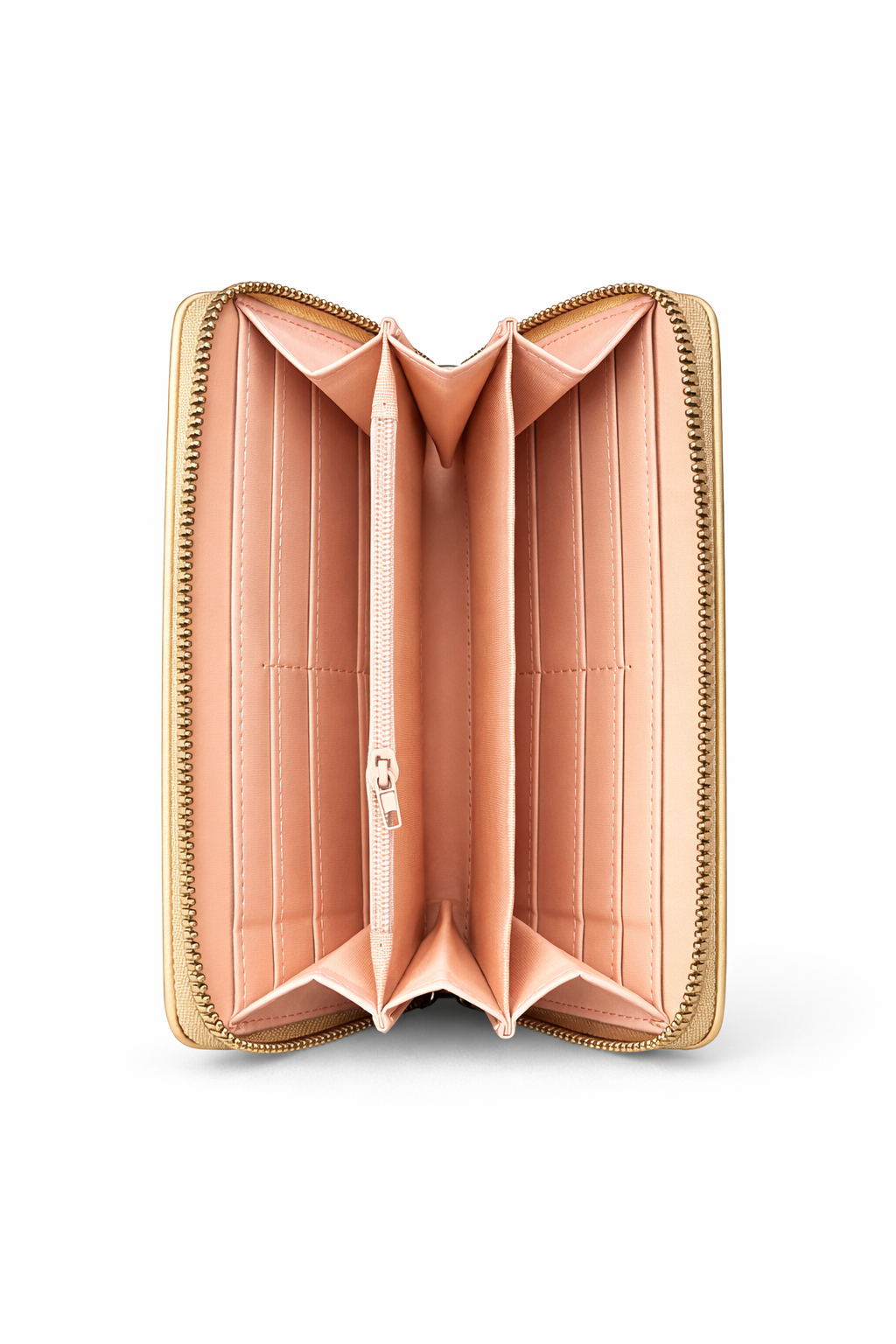 Elegant Zip Around Long Wallet – Premium Gold Leather Purse