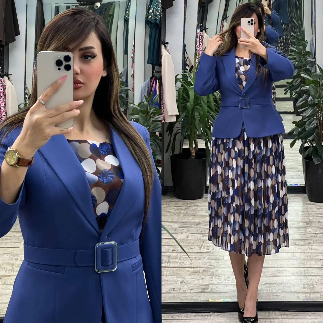 2-Piece Formal Office Set – Dress with Matching Blazer