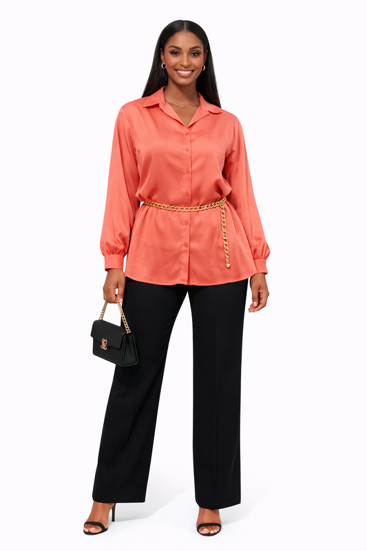 Chic Peach Blouse - Silk