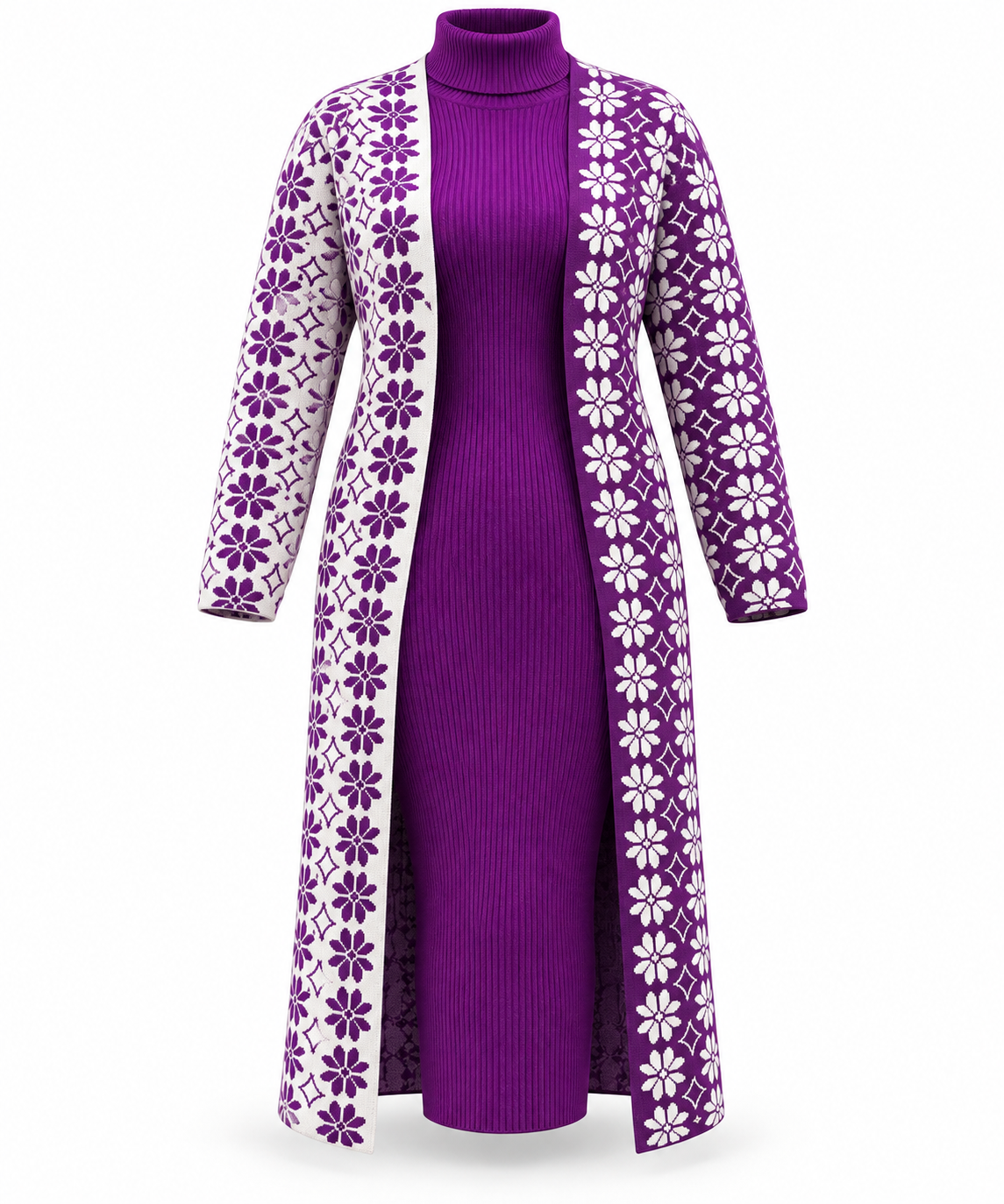 “Cozy Luxe” – Full-Length Dress with Cover-All Knit