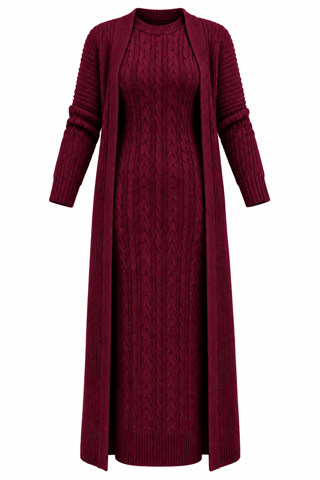 Ensemble Robe longue et Veste en maille douillette – L'Élégance rencontre le Confort