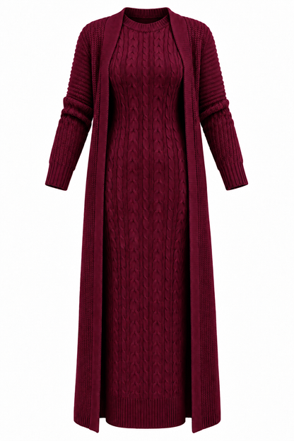 Ensemble Robe longue et Veste en maille douillette – L'Élégance rencontre le Confort