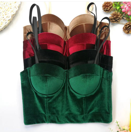 Velvet Bustier Corset Crop Top