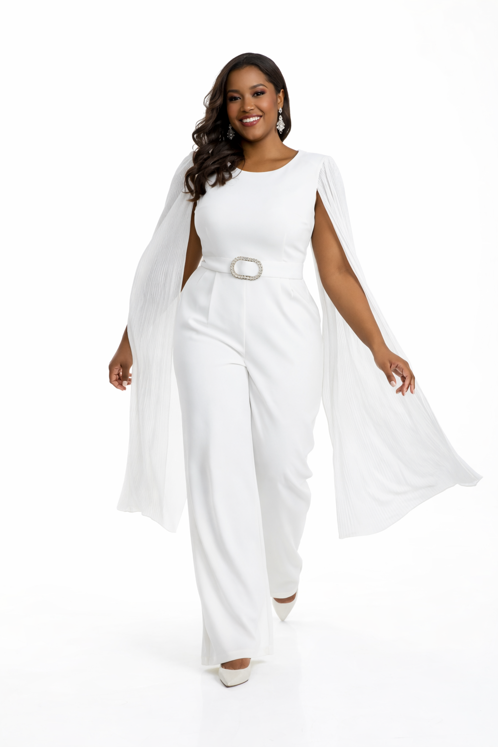 Turkish Brand White Jumpsuit with Flared Sleeves