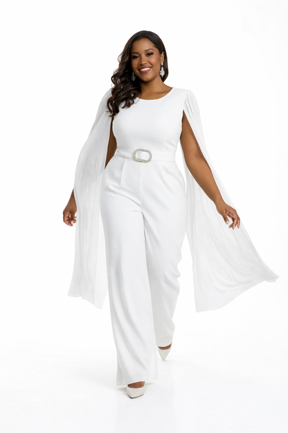 Turkish Brand White Jumpsuit with Flared Sleeves
