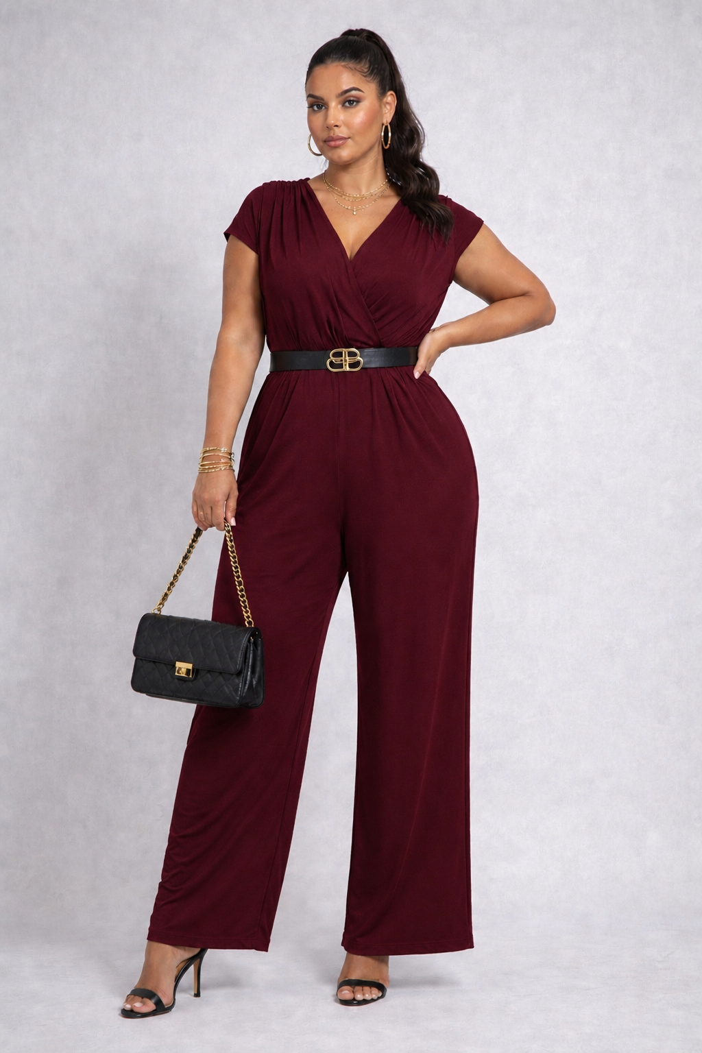 Classic Burgundy Tailored Sleeveless Jumpsuit