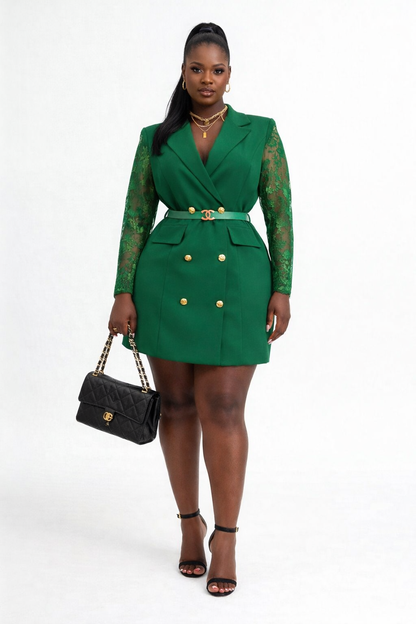 Emerald Grace Lace Blazer Dress