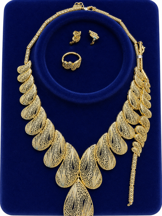 Golden Filigree Luxury Jewelry Set