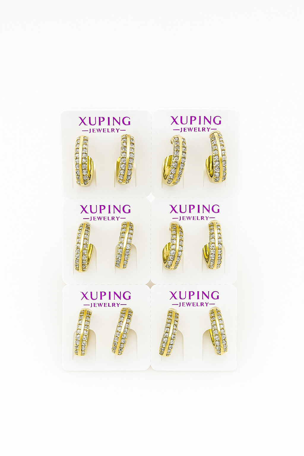 X0264 - 1.3 Xuping Gold Hoop Earrings – Sparkling Crystal Set