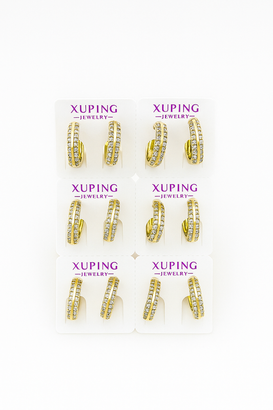 X0264 - 1.3 Xuping Gold Hoop Earrings – Sparkling Crystal Set