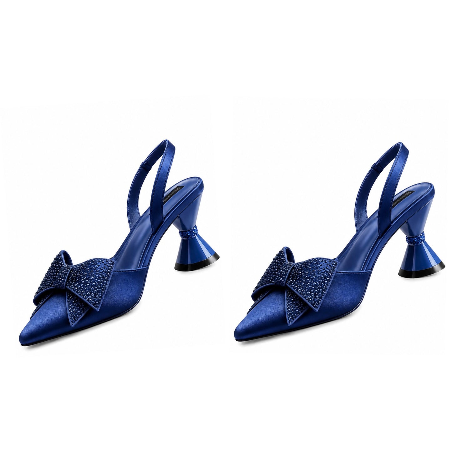 Midnight Sapphire Bow Slingback Heels - 69