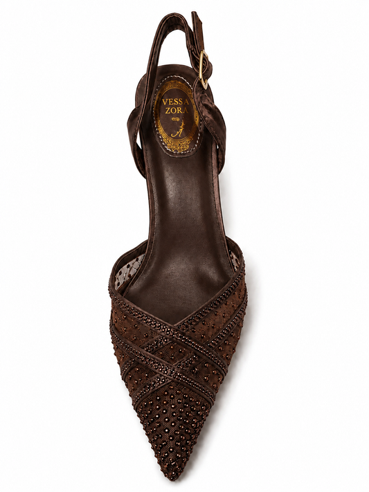 Coffee Elegance Crystal Slingback  206