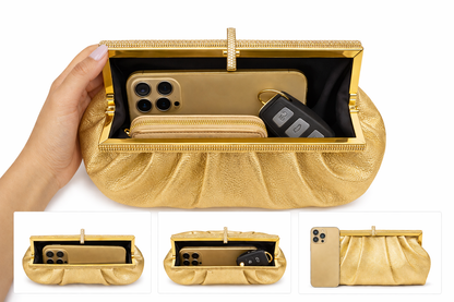 Elegant Gold Metallic Evening Clutch