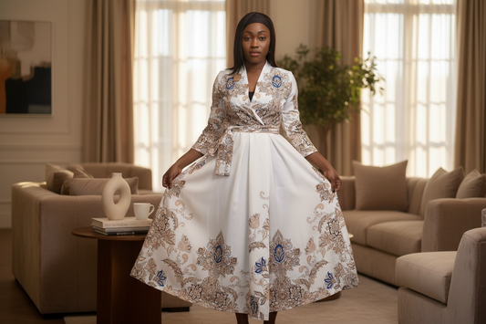 Wrap Satin Flowered Wrap Dress