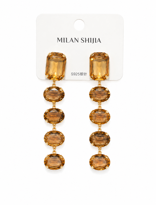 Amber Crystal Cascade Drop Earrings