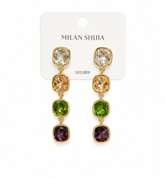 Multicolor Crystal Drop Earrings