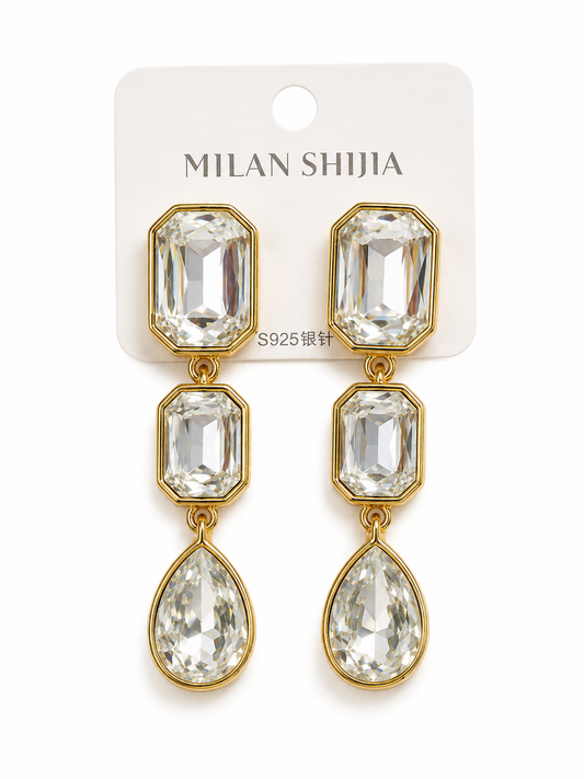 Luxe Crystal Teardrop Drop Earrings