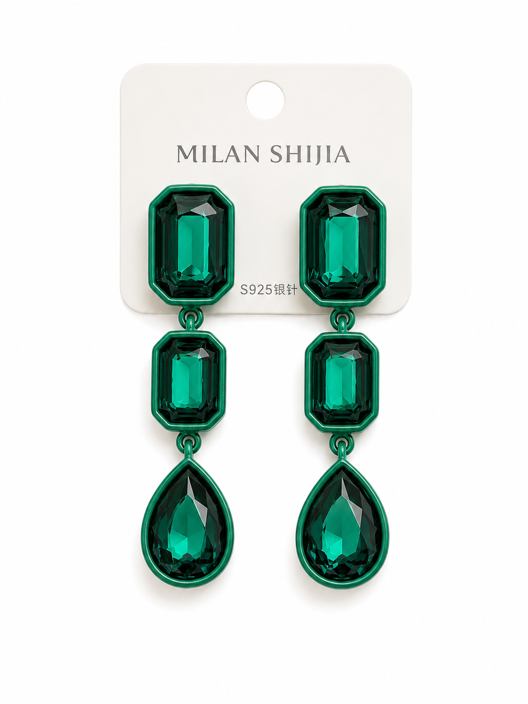 Emerald Green Crystal Drop Earrings