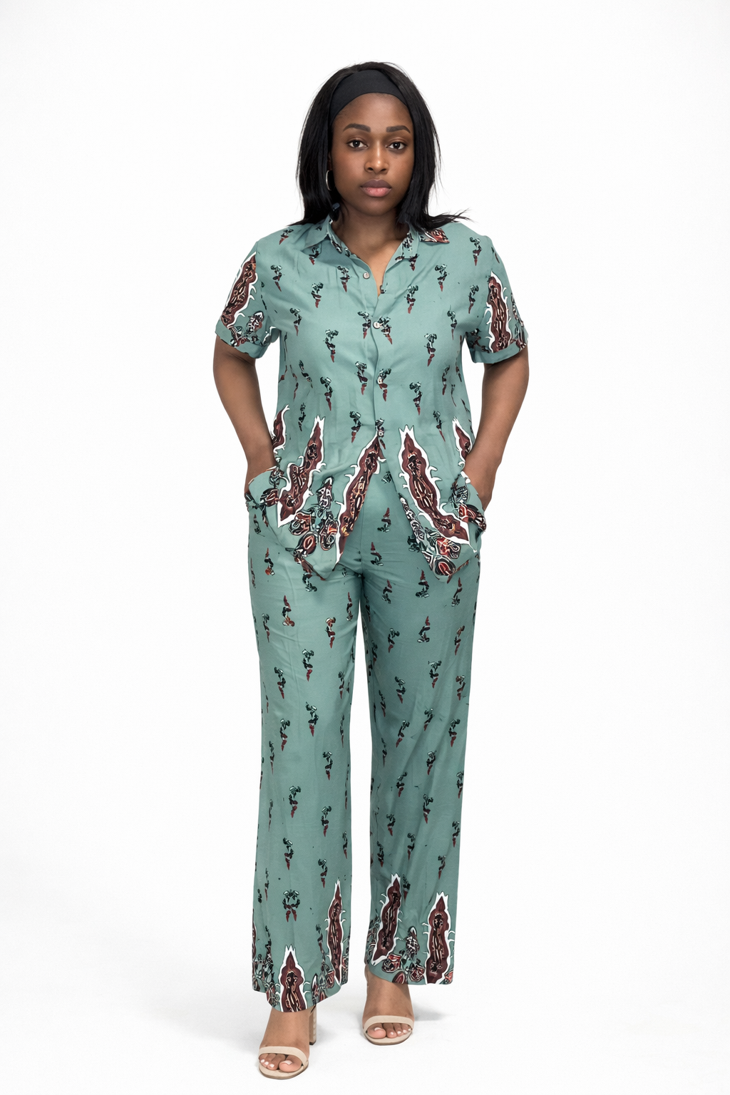 Classic & Elegant: Vintage Print Cotton Two-Piece Set