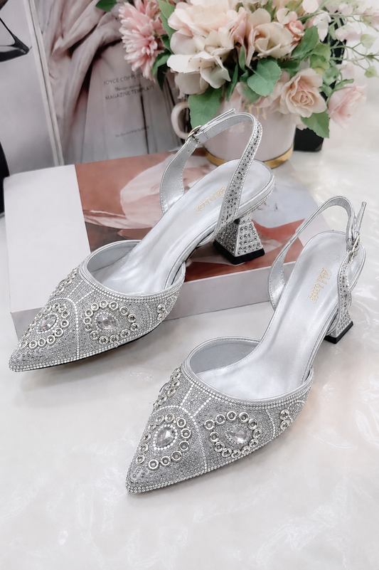 Italian Luxury Party Shoes D9 Silver