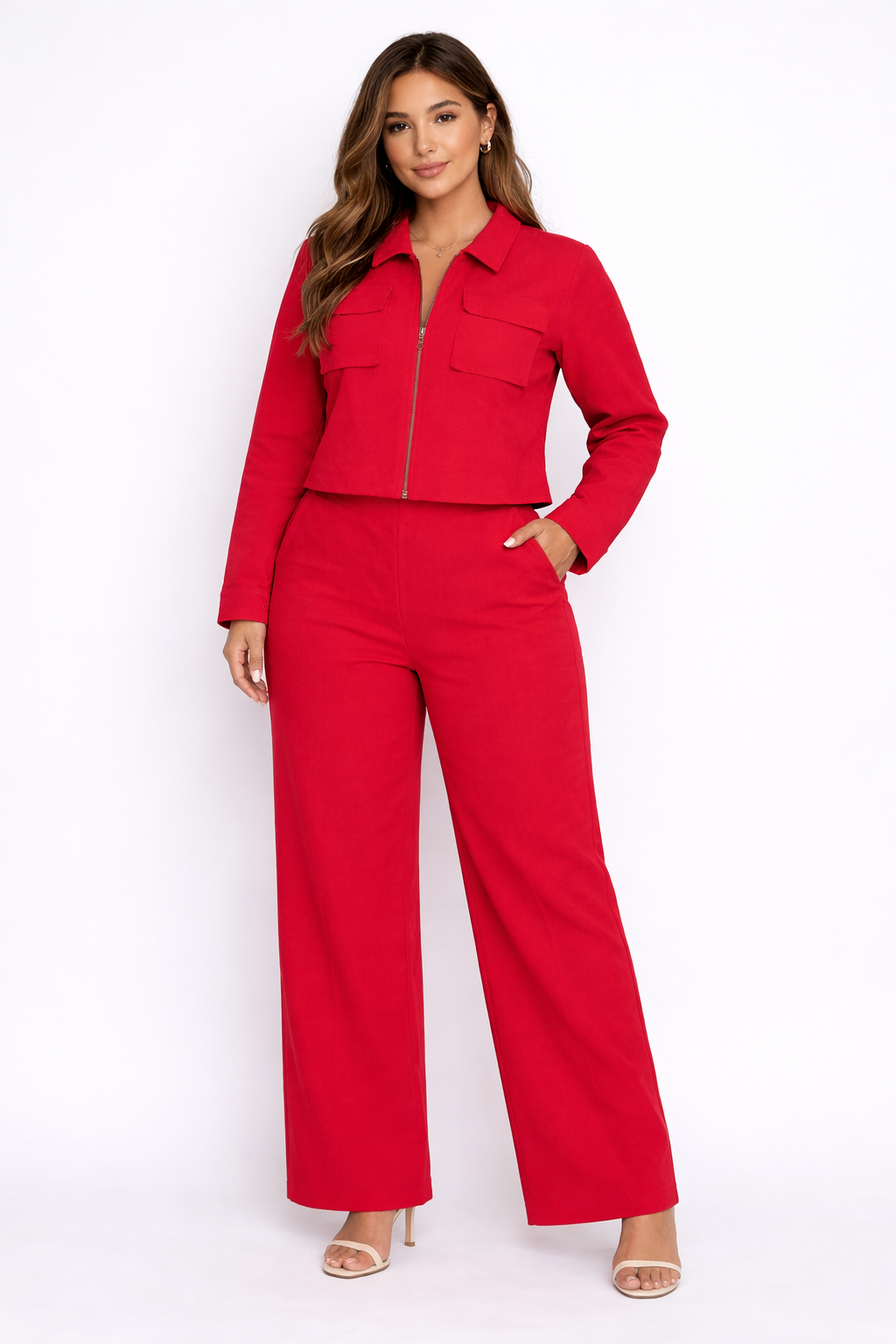High-Quality Two-Piece Cotton Outfit with Chest Pockets