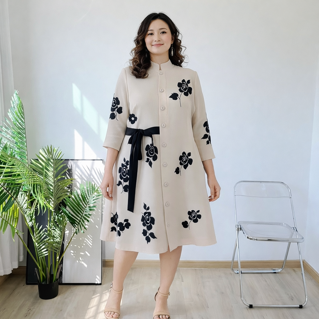 Miyaki-Inspired Nude  Pleated Dress – One Size Fits All
