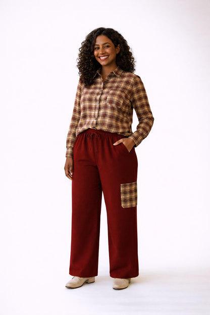 Plaid Long Sleeve and Trousers Set – Casual & Chic
