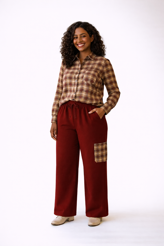 Plaid Long Sleeve and Trousers Set – Casual & Chic