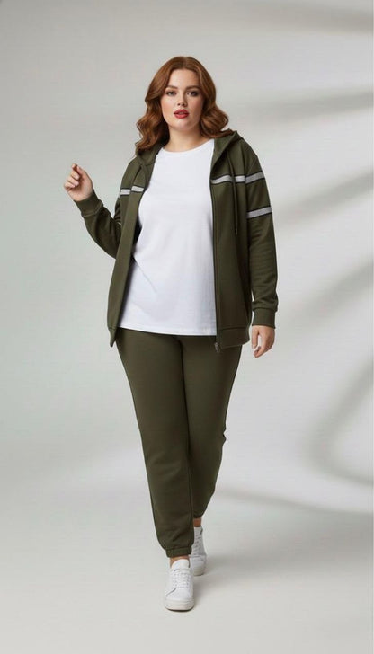 Green Two-Piece Tracksuit Set – Top & Joggers