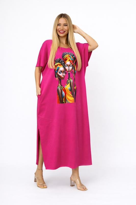 “Art Meets Fashion” – Pink Polo Dress with Unique Graphics