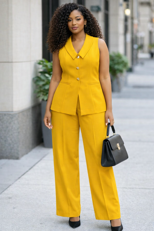Golden Hour Tailored Vest & Wide-Leg Pants Set
