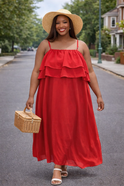 Red Ruffle Maxi Dress – Plus Size Picnic Style