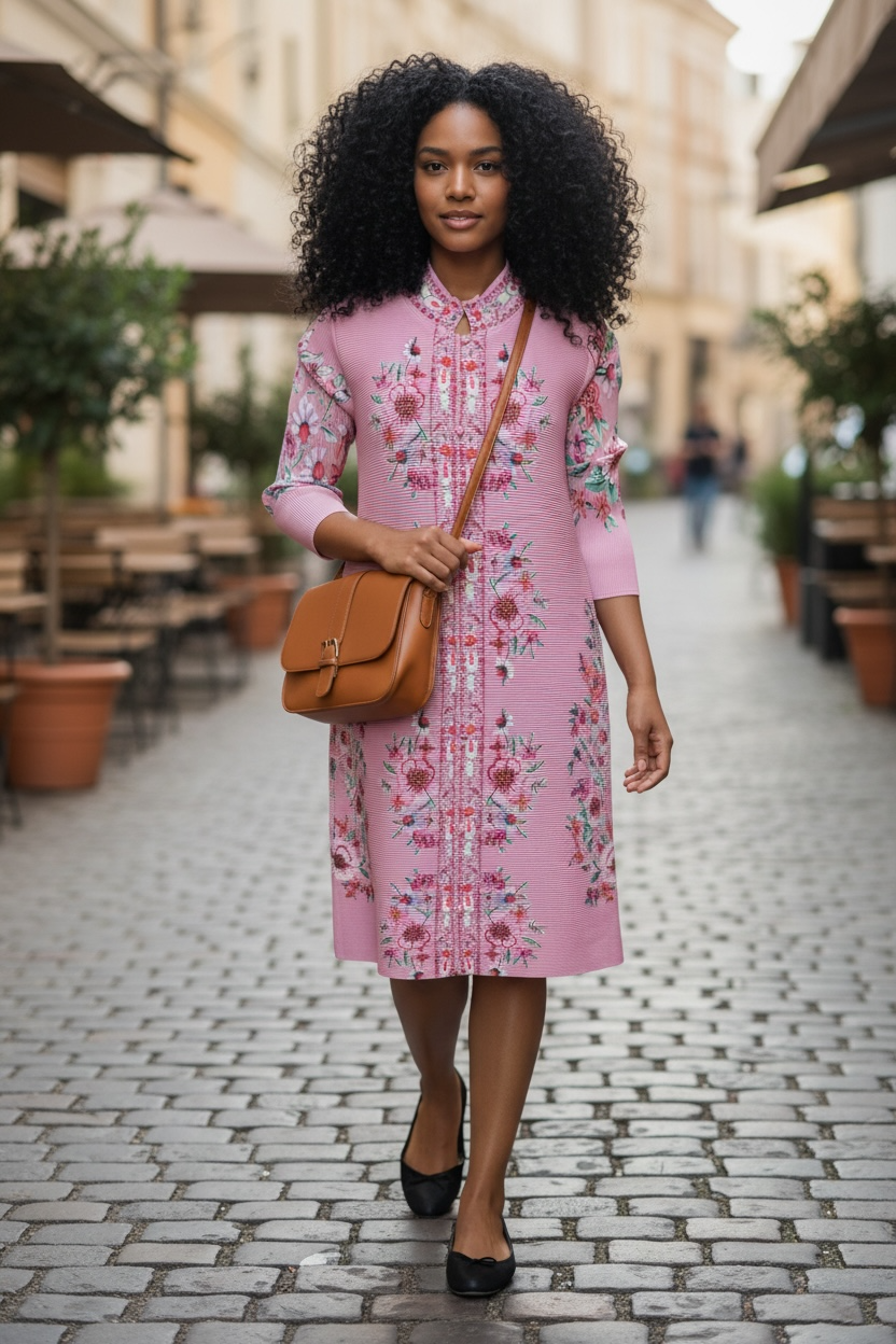 One Size  Pleated Miyaki Dress - Stretchy Fabric