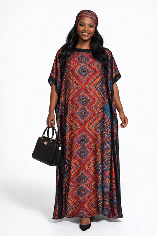 Satin Boubou Dress – Free Size, Flowy Elegance