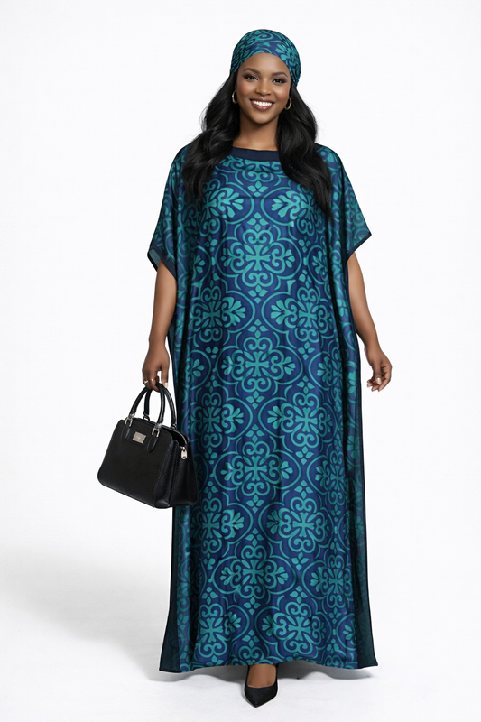 Satin Boubou Dress – Free Size, Flowy Elegance