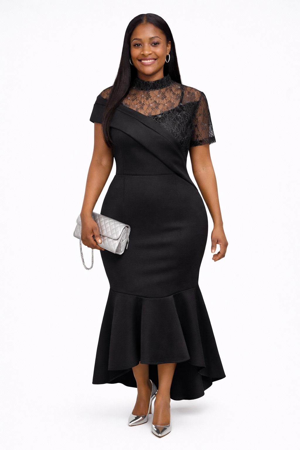 Asymmetric Scuba Dress – High-Low Statement Look