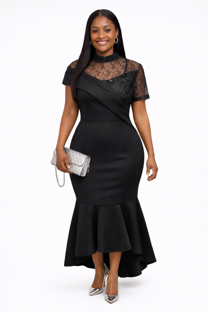 Asymmetric Scuba Dress – High-Low Statement Look