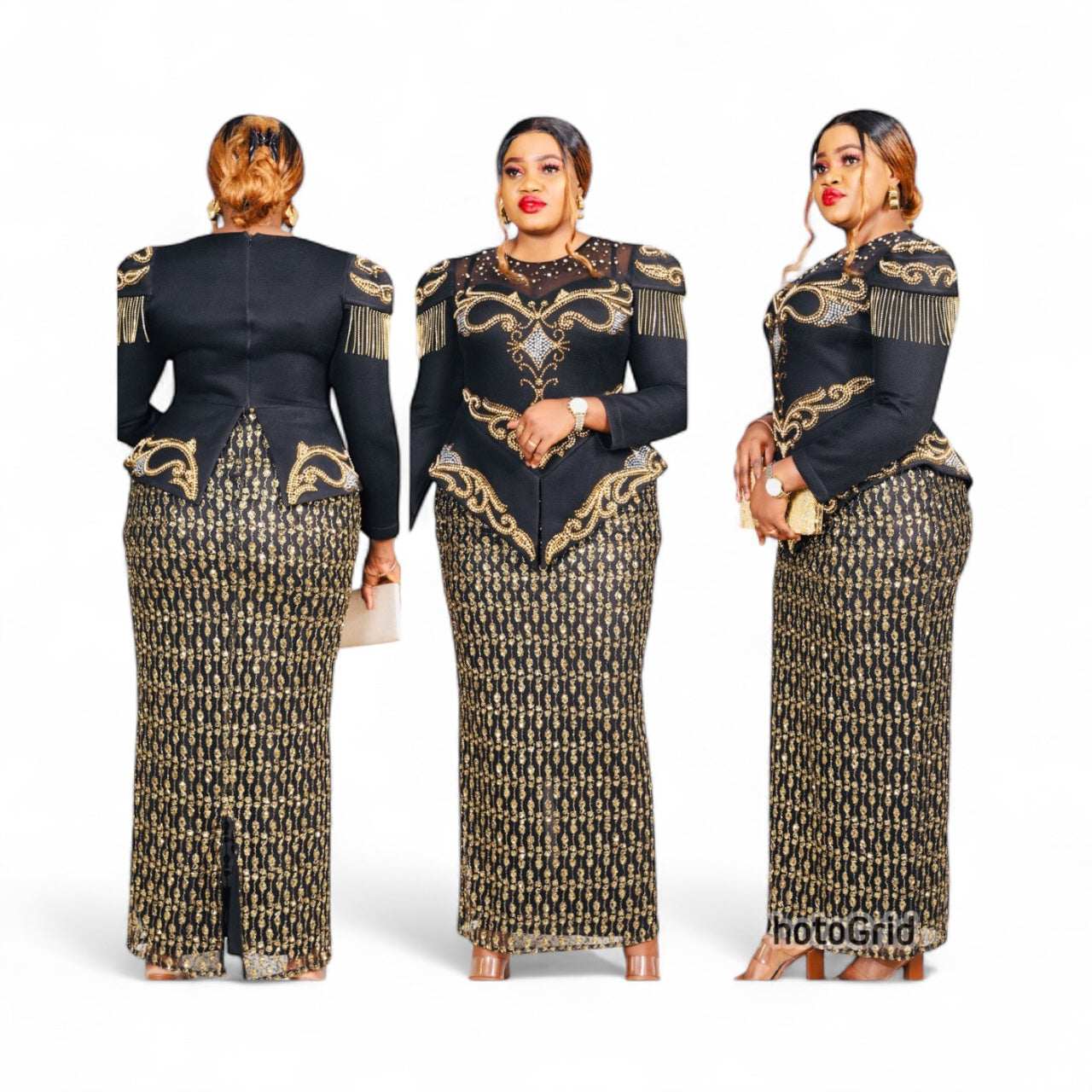 Luxury Black Embellished Party Dress